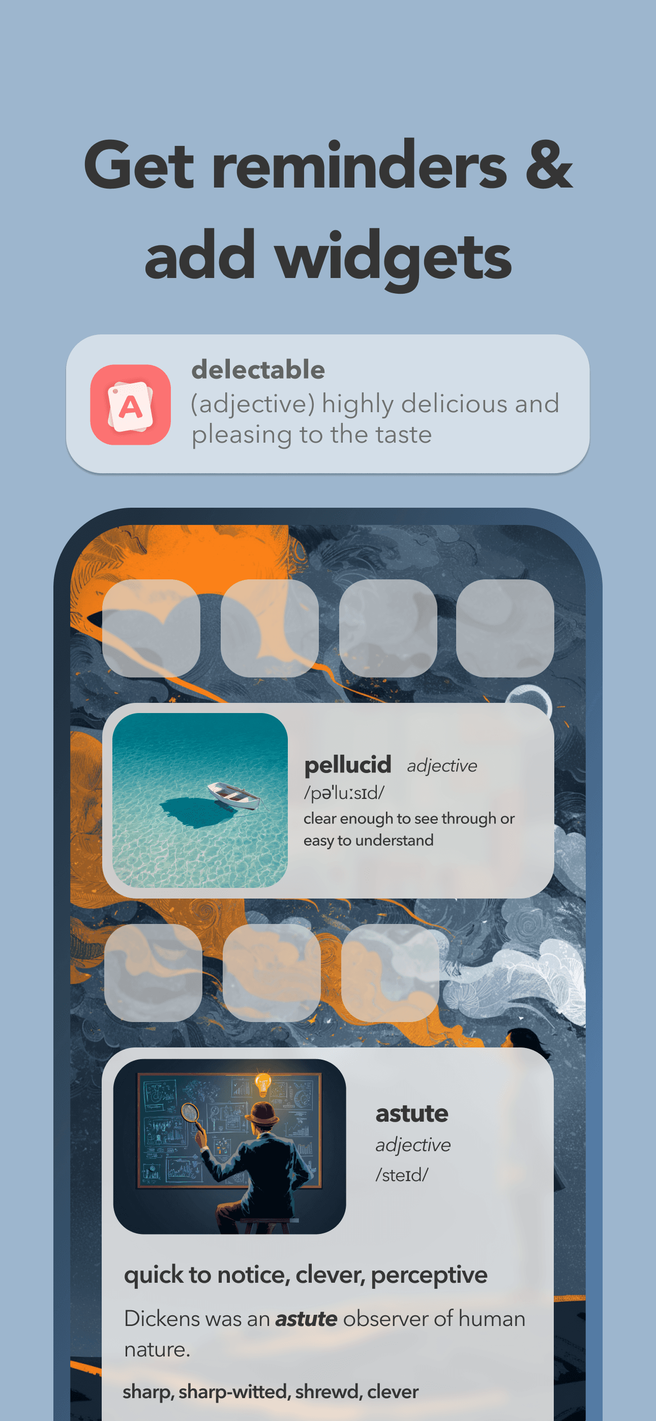 Get reminders and home screen widgets for daily practice